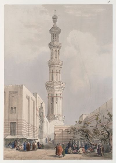 主要清真寺的尖塔。Siout，上埃及。