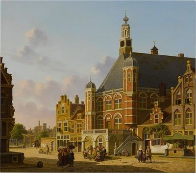 繁忙的城市广场，荷兰