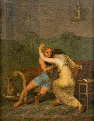 卡图卢斯和莱斯比亚，在他怀里为她的突然死亡寻求安慰