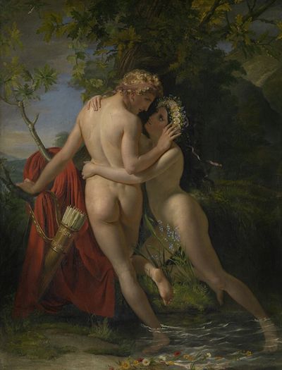Nymph Salmacis和Hermaphroditus