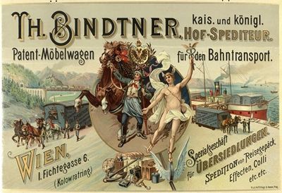 Th. Bindtner - Kaiserlich und Königlicher Hof-Spediteur - Patent-Möbelwagen für den Bahntransport