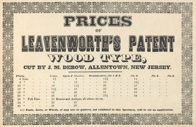 Prices of Leavenworth’s patent wood type