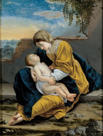 风景中的圣母和孩子