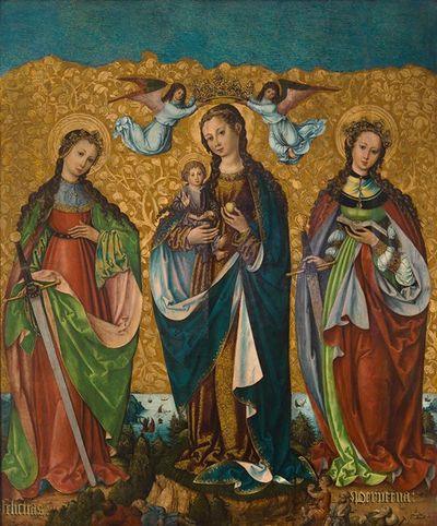 圣玛丽与孩子的神圣对话，迦太基的圣费利西蒂和圣佩尔佩塔