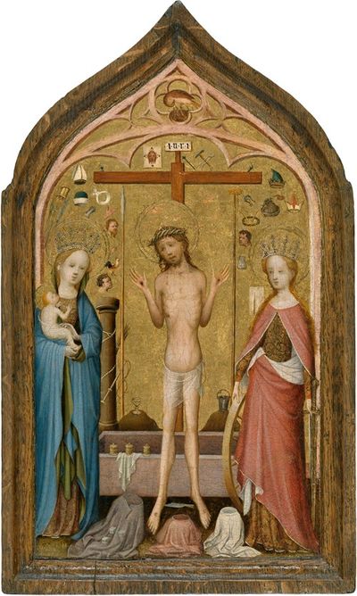 《悲伤的男人》与圣母和亚历山大的圣凯瑟琳