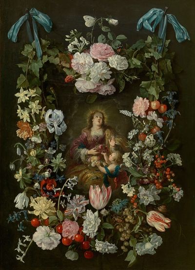 圣多萝西亚被鲜花花环环绕