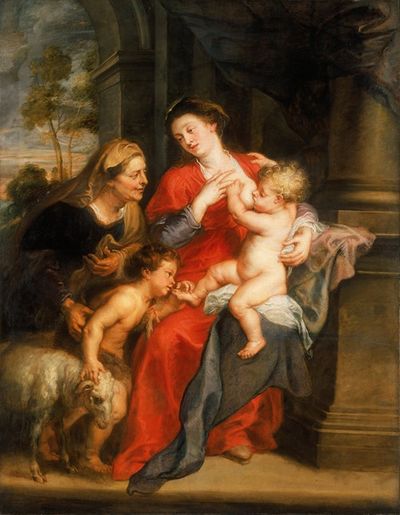 圣母与圣女。伊丽莎白和施洗约翰