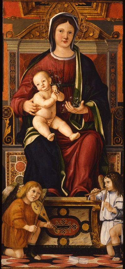 圣母玛利亚与两位音乐家天使