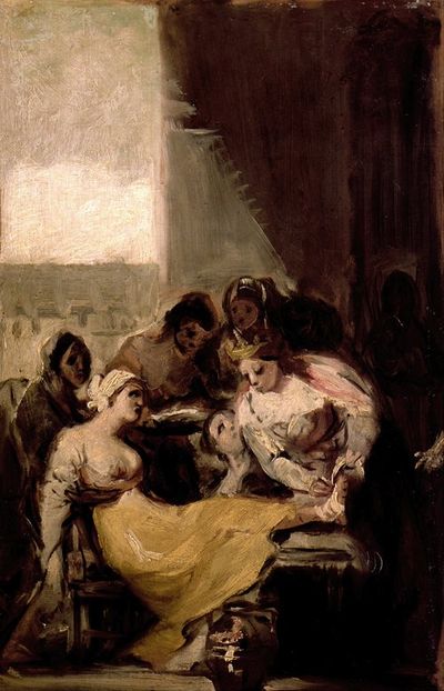 葡萄牙的圣伊莎贝尔医治一名患病妇女的伤口