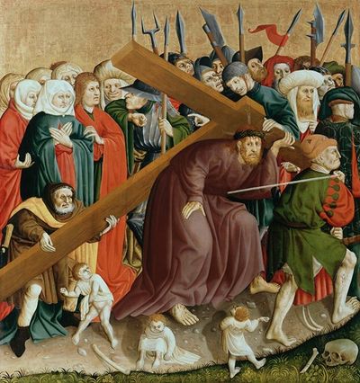 耶稣基督背负十字架；乌尔扎赫祭坛的翅膀（左下）