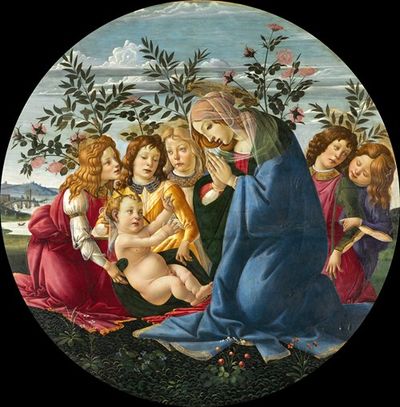 圣母用五个天使崇拜孩子