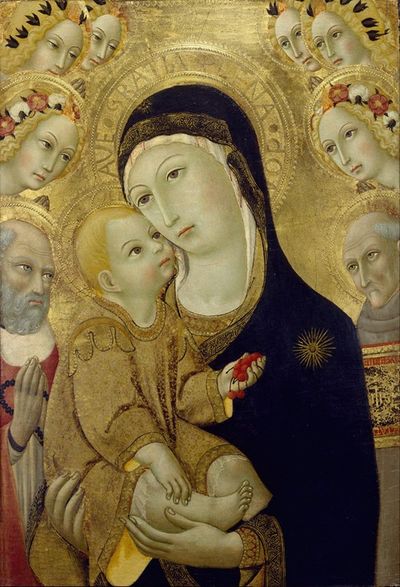 圣母玛利亚与圣杰罗姆、锡耶纳的贝纳迪诺以及六位天使