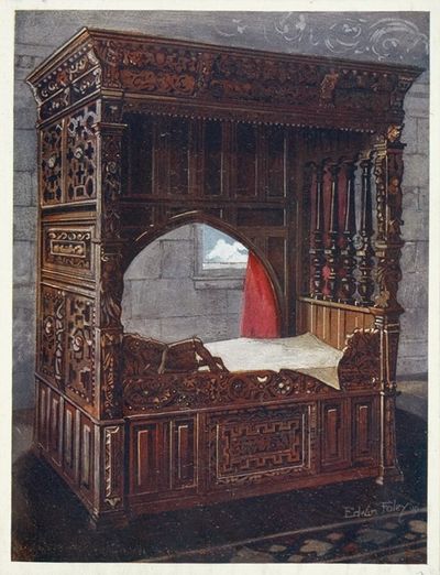 Jeanne D‘Albret雕刻橡木床架，1562年
