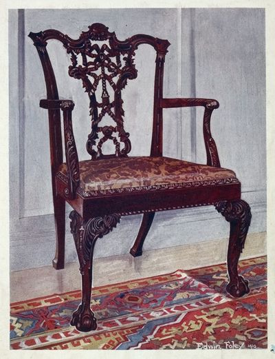 红木扶手椅，Chippendale风格