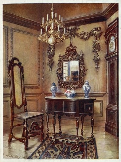 镶板，来自老房子，镜框，胡桃木桌子，胡桃木椅子，胡桃木高表壳钟